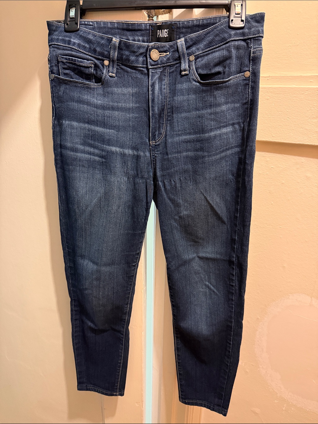 Paige Dark Indigo Ankle Crop Skinny Jeans